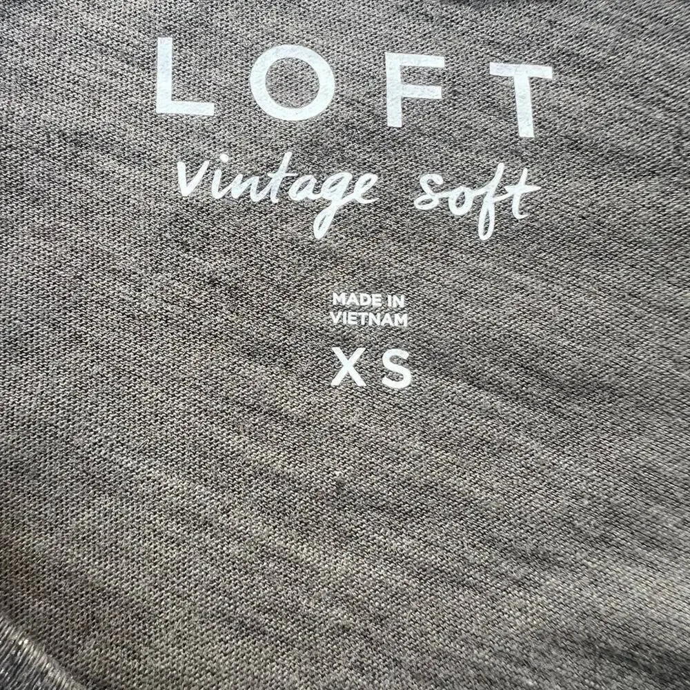 Loft, green shimmer, vintage soft, short sleeve, rounded neckline, women's XS
